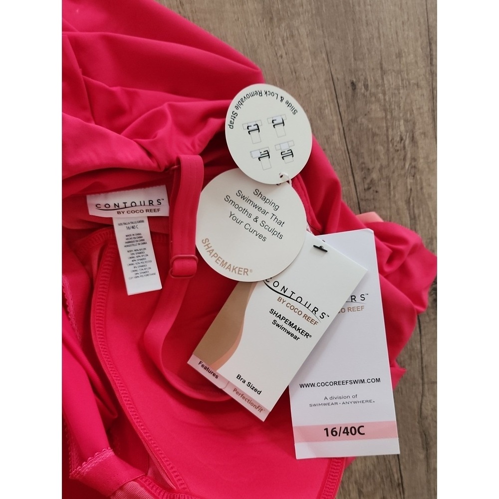 Coco Reef Contours Shapemaker One Piece Swimsuit Plus 16 40C NWT Hibiscus Coral - Picture 4 of 6